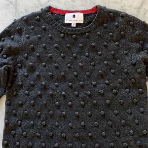 Lisa Perry Cashmere Blend Pom Pom Polka Dot Sweater Gray Size Small